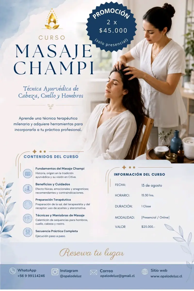 Curso de Masaje Champi Ayurvédico en Santiago