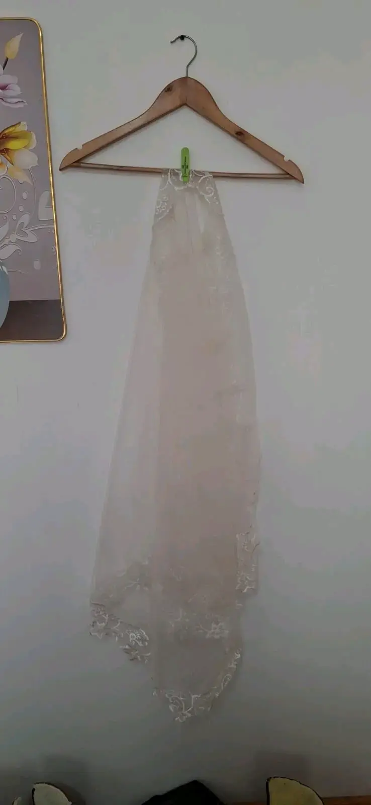Velo de Novia Blanco con Encaje Floral