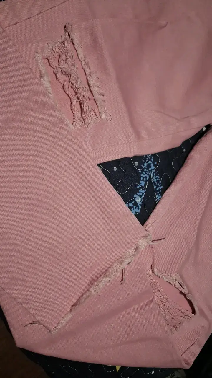 Jeans rosados desgastados para mujer talla 40 - 4