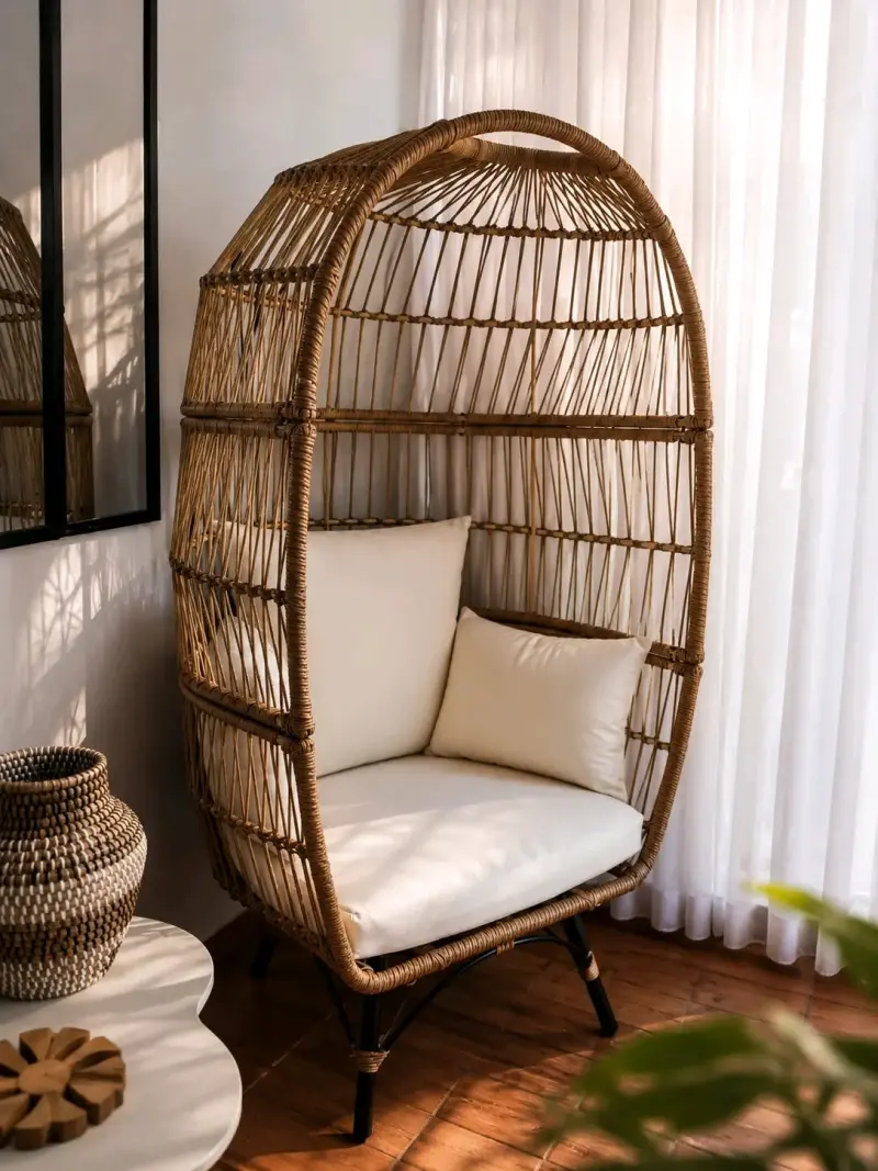Sillon sitial ratan sintético o mimbre con cojines - 1