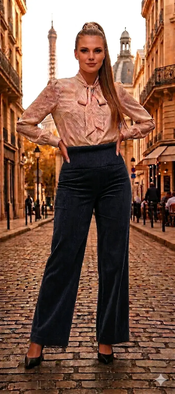 Pantalón Cotelé Elasticado Chiporro Talla M Azul