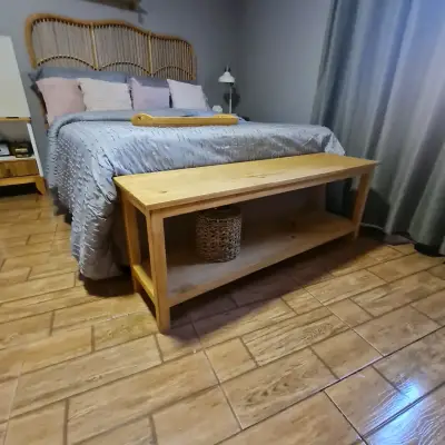 Banco de madera para dormitorio estilo rústico - miniatura 5