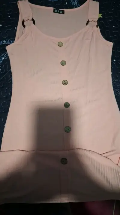 Vestido sin mangas rosa M&W con botones - miniatura 1