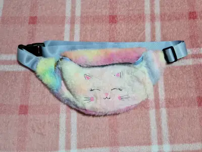 Riñonera de felpa, diseño de gato - miniatura 1