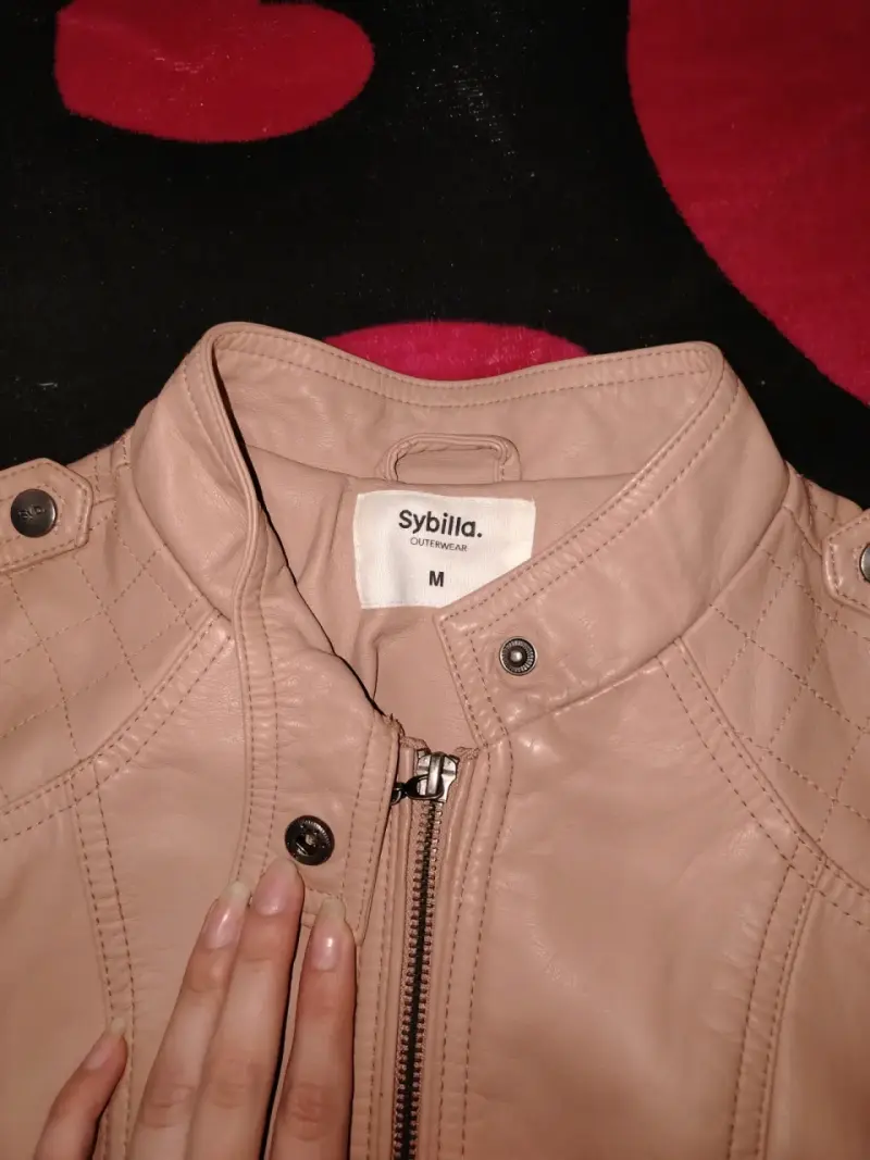 Chaqueta de cuero beige Sybilla talla M - 2