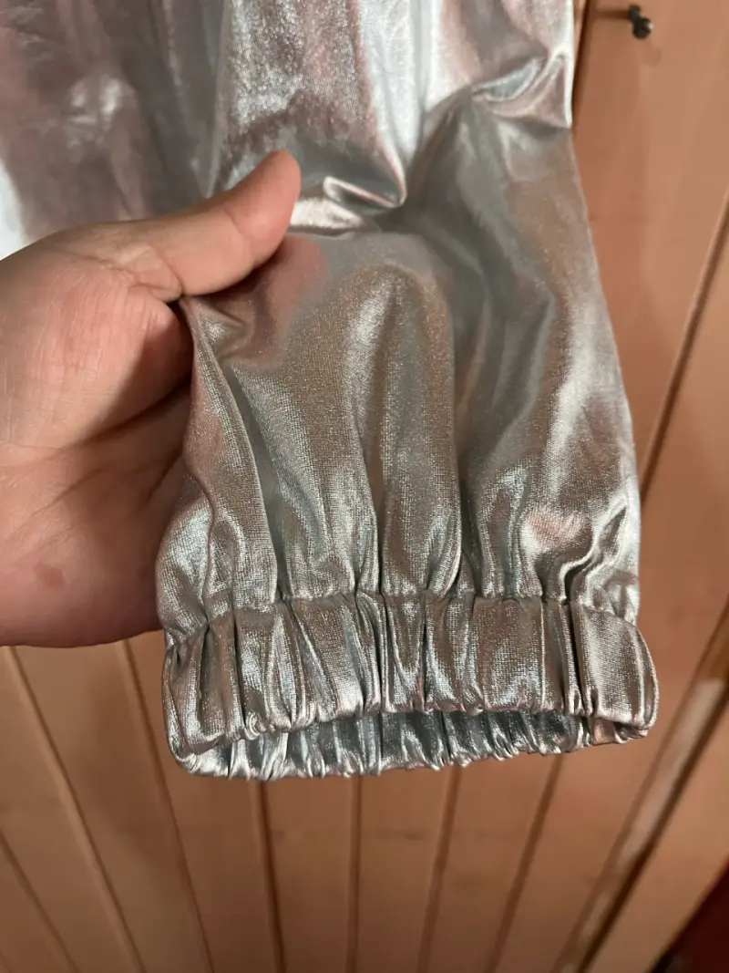 Chaqueta Plateada Metálica mujer con Capucha - 5