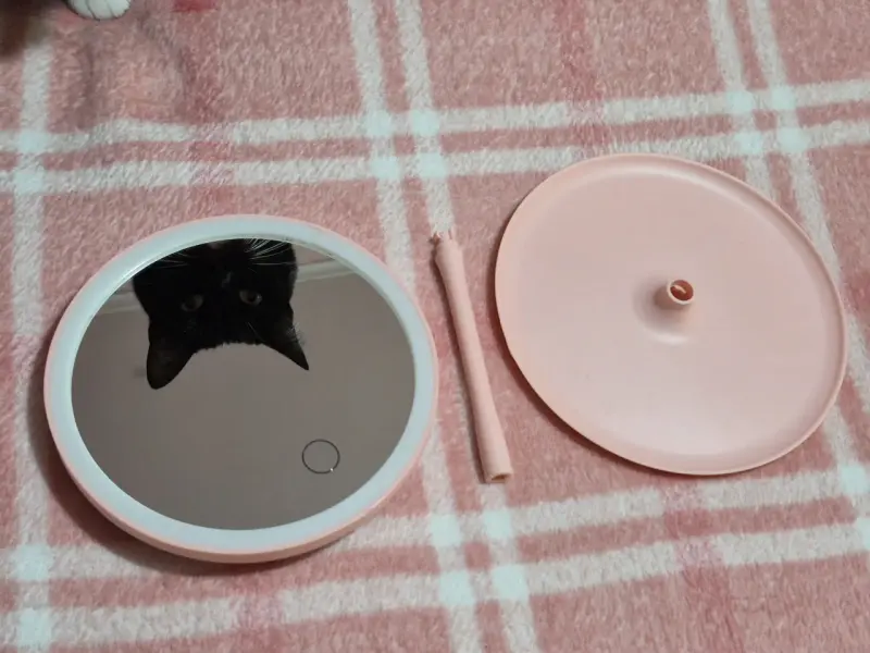 Espejo de maquillaje LED rosa - 1