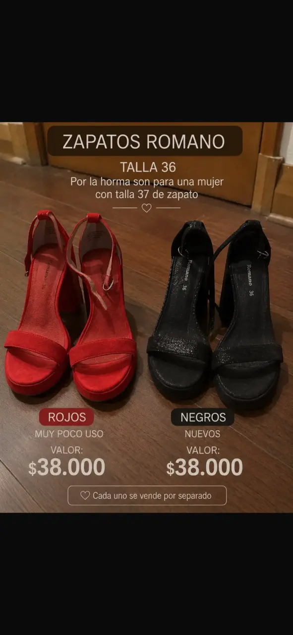 Zapatos Romano Talla 36 Rojos Poco Uso