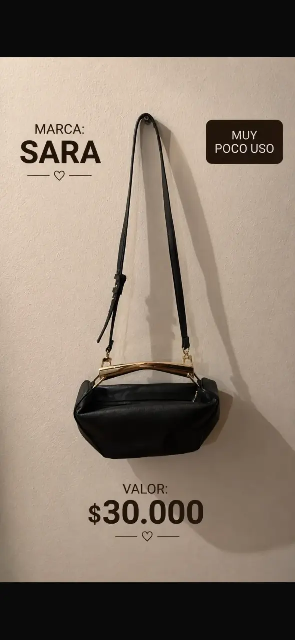 Cartera negra de cuero marca Sara