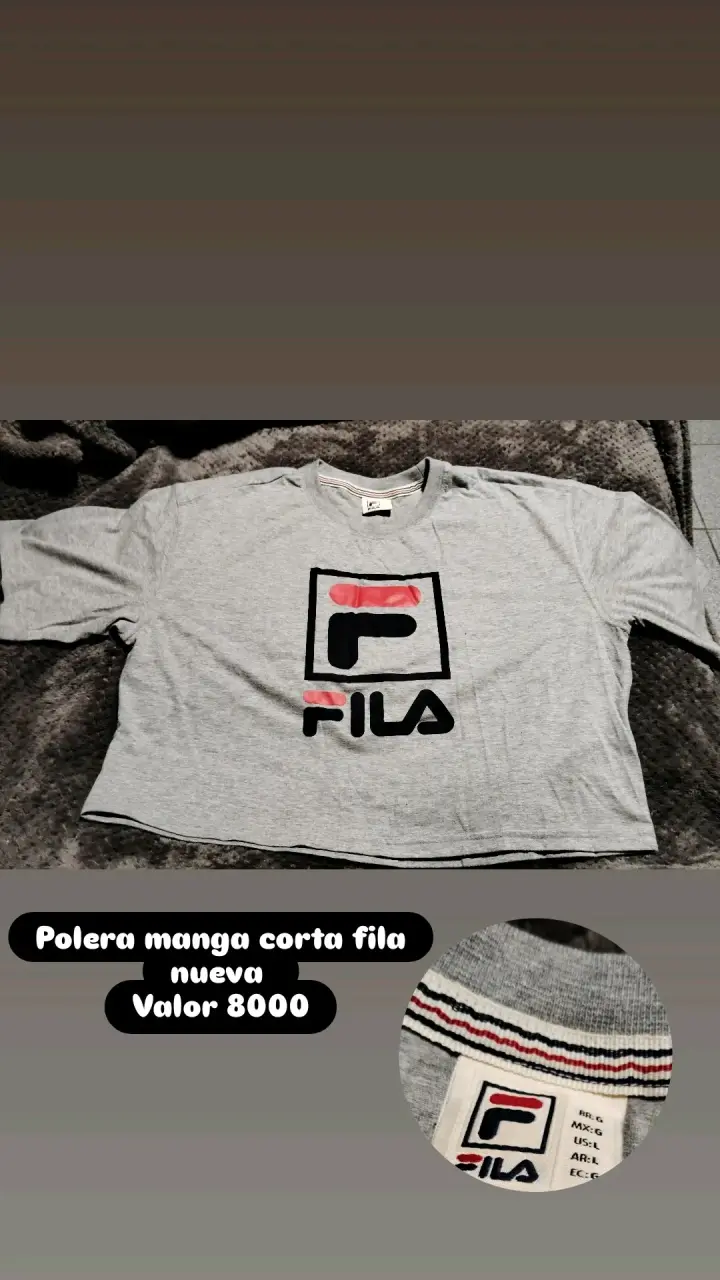 Polera manga corta gris Fila nueva