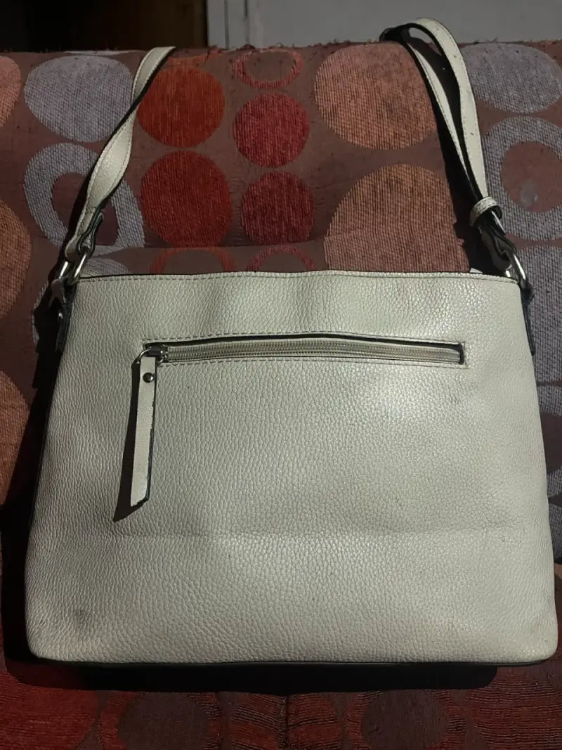 Cartera de cuero blanco Amphora con correa ajustable - 2
