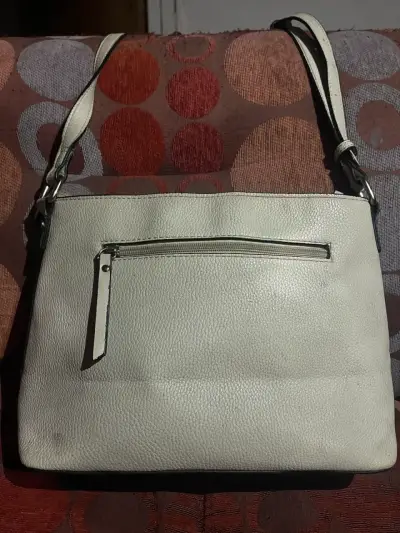 Cartera de cuero blanco Amphora con correa ajustable - miniatura 2