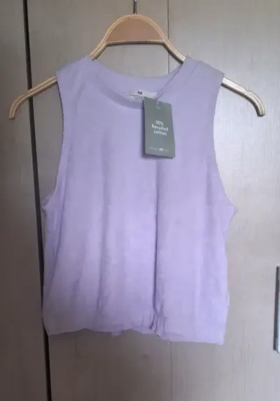 Polera sin mangas lila de algodón reciclado H&M - miniatura 1