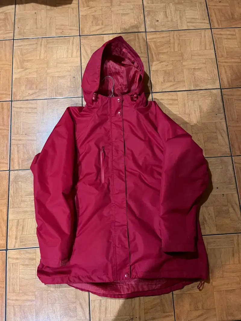 Chaqueta impermeable roja con capucha mujer XL - 2