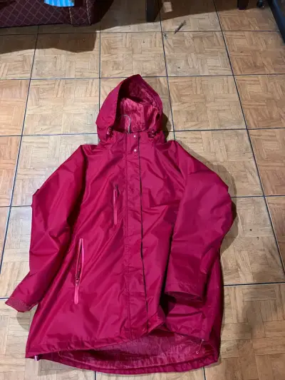 Chaqueta impermeable roja con capucha mujer XL - miniatura 4