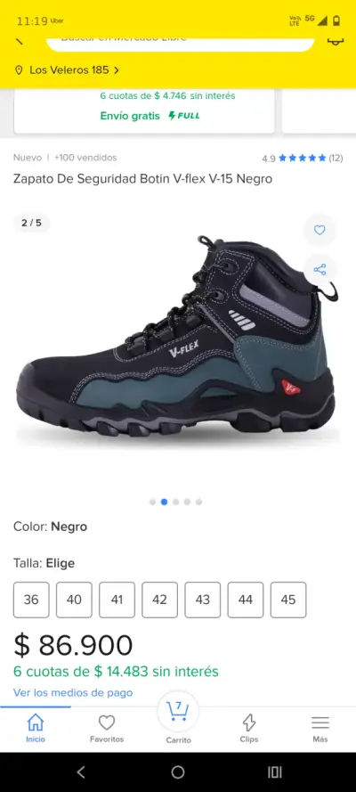 Botines de seguridad V-Flex V-15 negros - miniatura 1