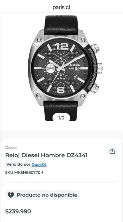 Reloj Diesel cronógrafo negro con caja original - miniatura 4