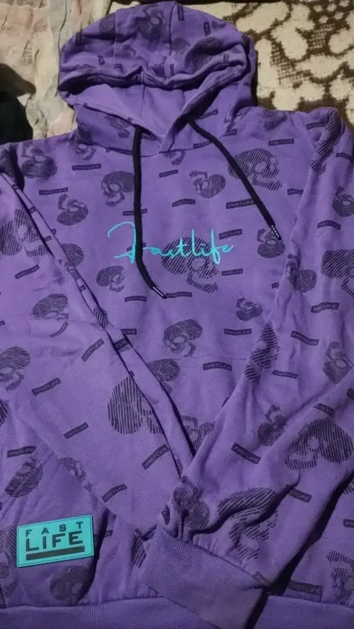 Polerón morado con capucha Fast Life para hombre - 2