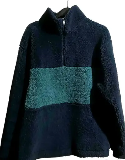 Polar de lana azul con diseño bicolor - miniatura 1