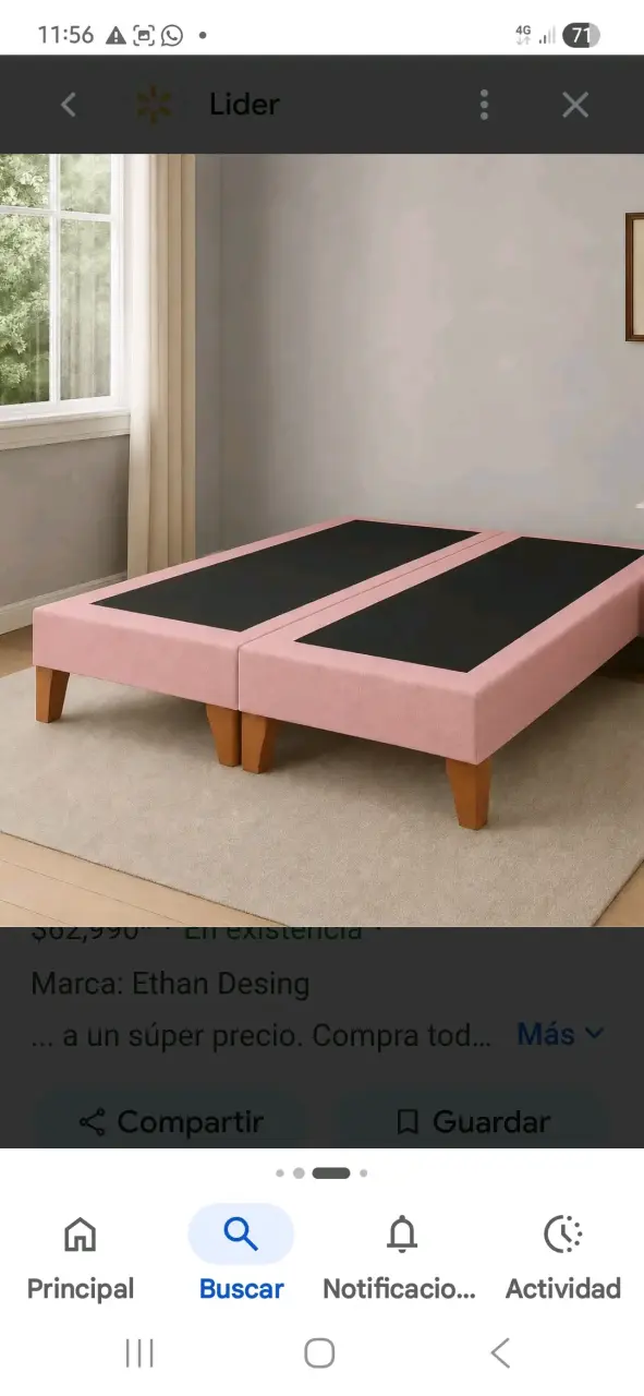 Base de cama tapizada rosa Ethan Desing