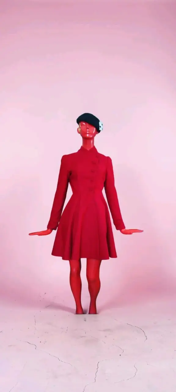 Abrigo rojo elegante para mujer - 2