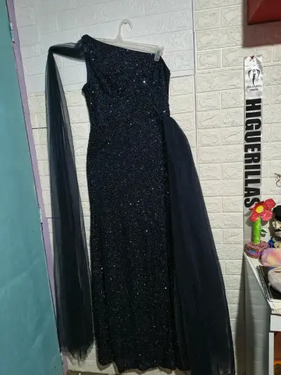 Vestido de fiesta largo azul con lentejuelas - miniatura 1