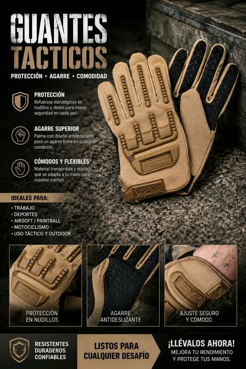 Guantes tácticos de protección y agarre