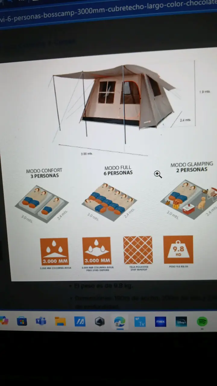 Carpa para 6 personas con avance y ventilación - 5
