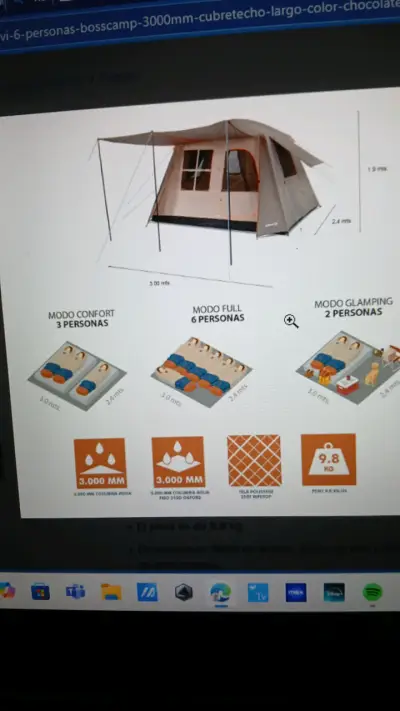 Carpa para 6 personas con avance y ventilación - miniatura 5