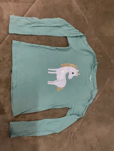 Polera manga larga verde con unicornio para niña Tribu - miniatura 2
