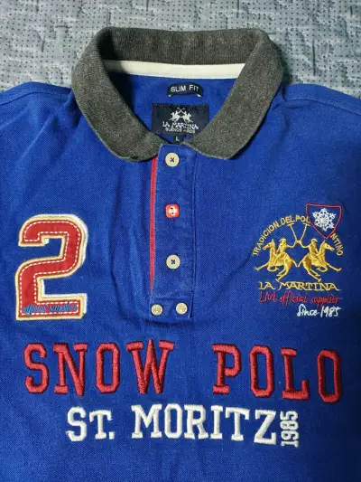 Polera Polo Azul La Martina Snow Polo talla L. - miniatura 3