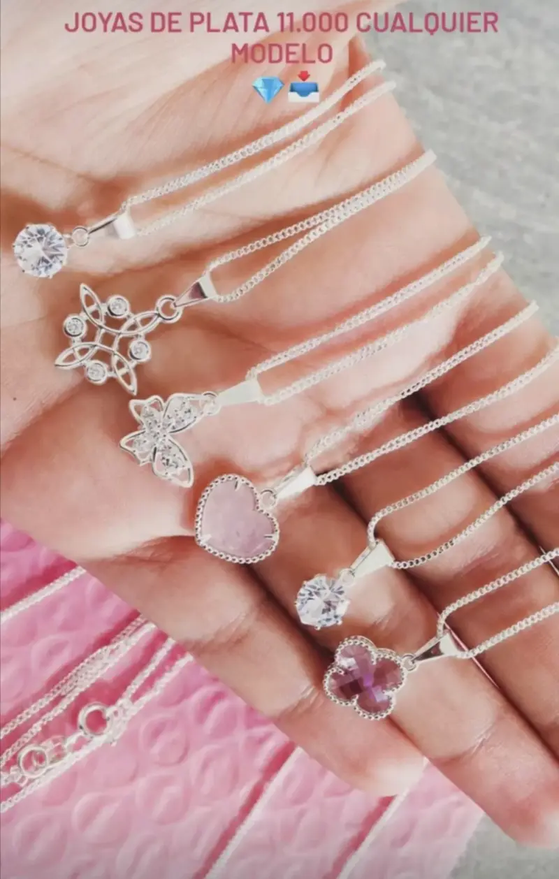 Collares de plata con dijes variados