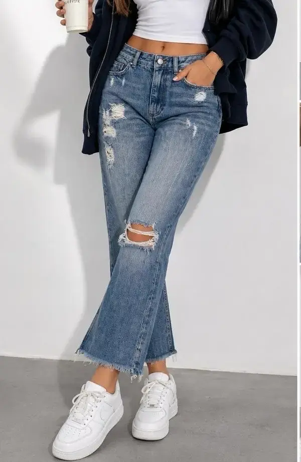 Jeans rasgados azul Forever 21 para mujer