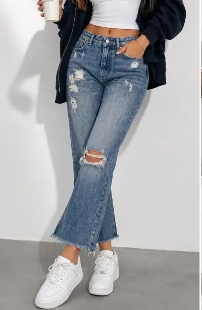 Jeans rasgados azul Forever 21 para mujer - miniatura 1