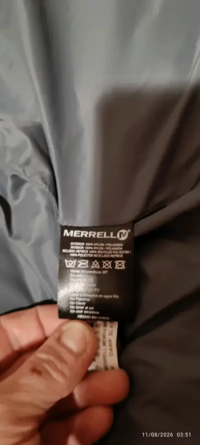 Chaqueta acolchada gris con capucha Merrell - miniatura 2