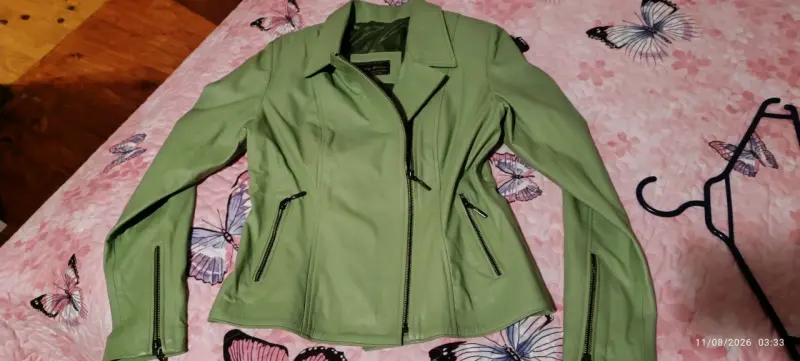 Chaqueta de cuero verde La bota Italiana