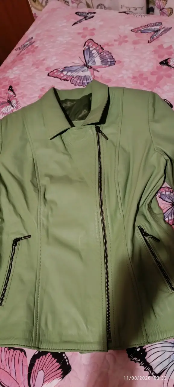 Chaqueta de cuero verde La bota Italiana - 4