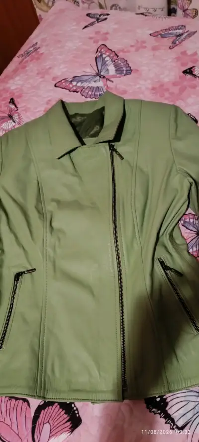 Chaqueta de cuero verde La bota Italiana - miniatura 4