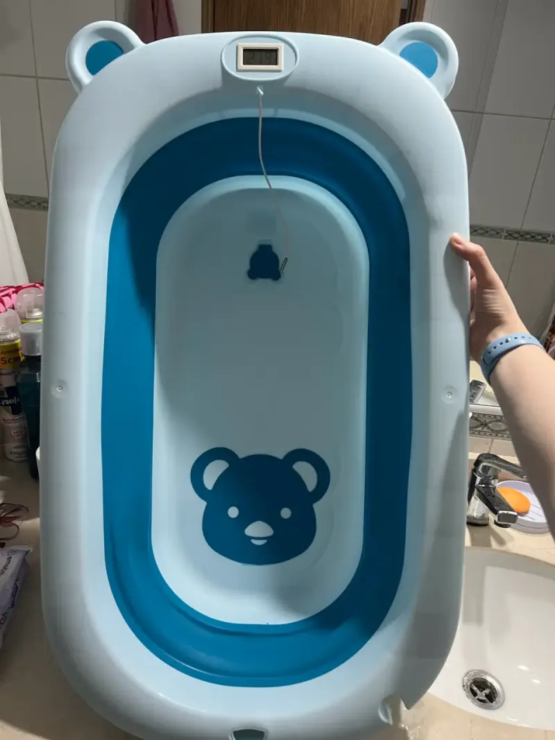 Tina de baño plegable para bebé con soporte - 4