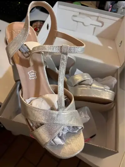 Sandalias de Tacón Plateadas Index Talla 40 - miniatura 4