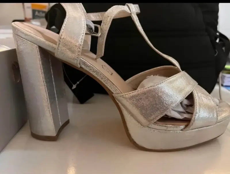 Sandalias de Tacón Plateadas Index Talla 40 - 6