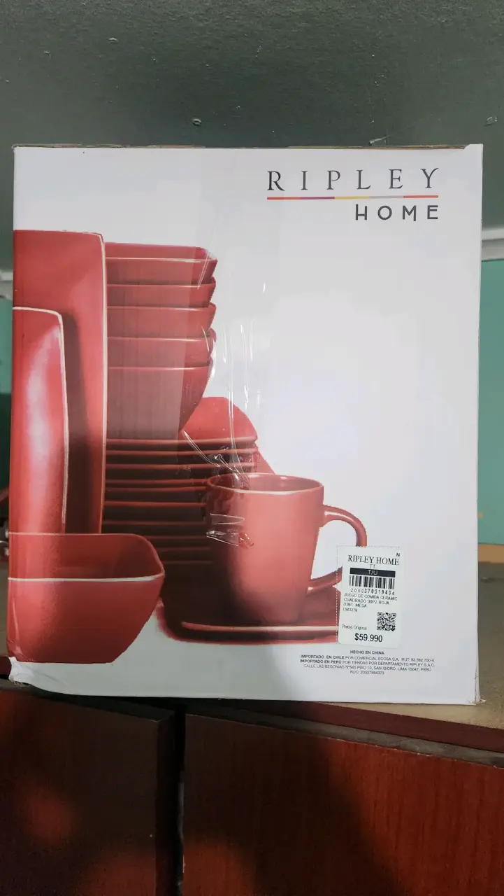Juego de vajilla cerámica 30 piezas rojo Ripley Home - 3