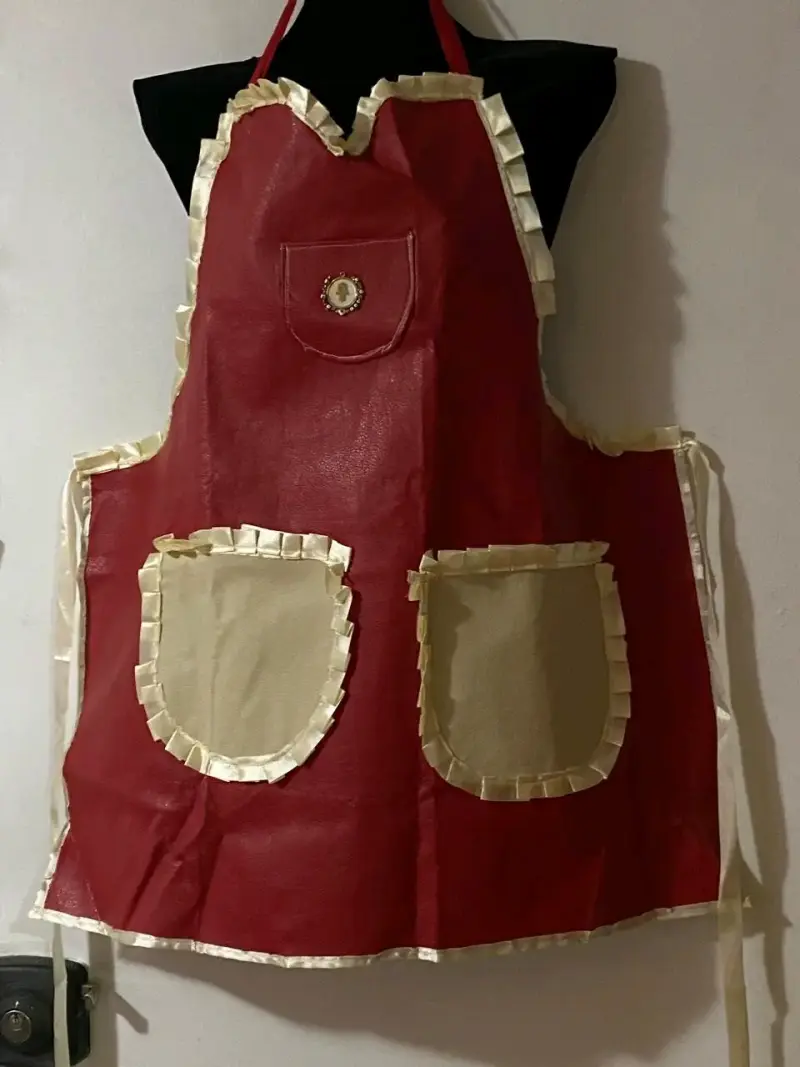 Delantal de cuero de cocina rojo talla L - 1
