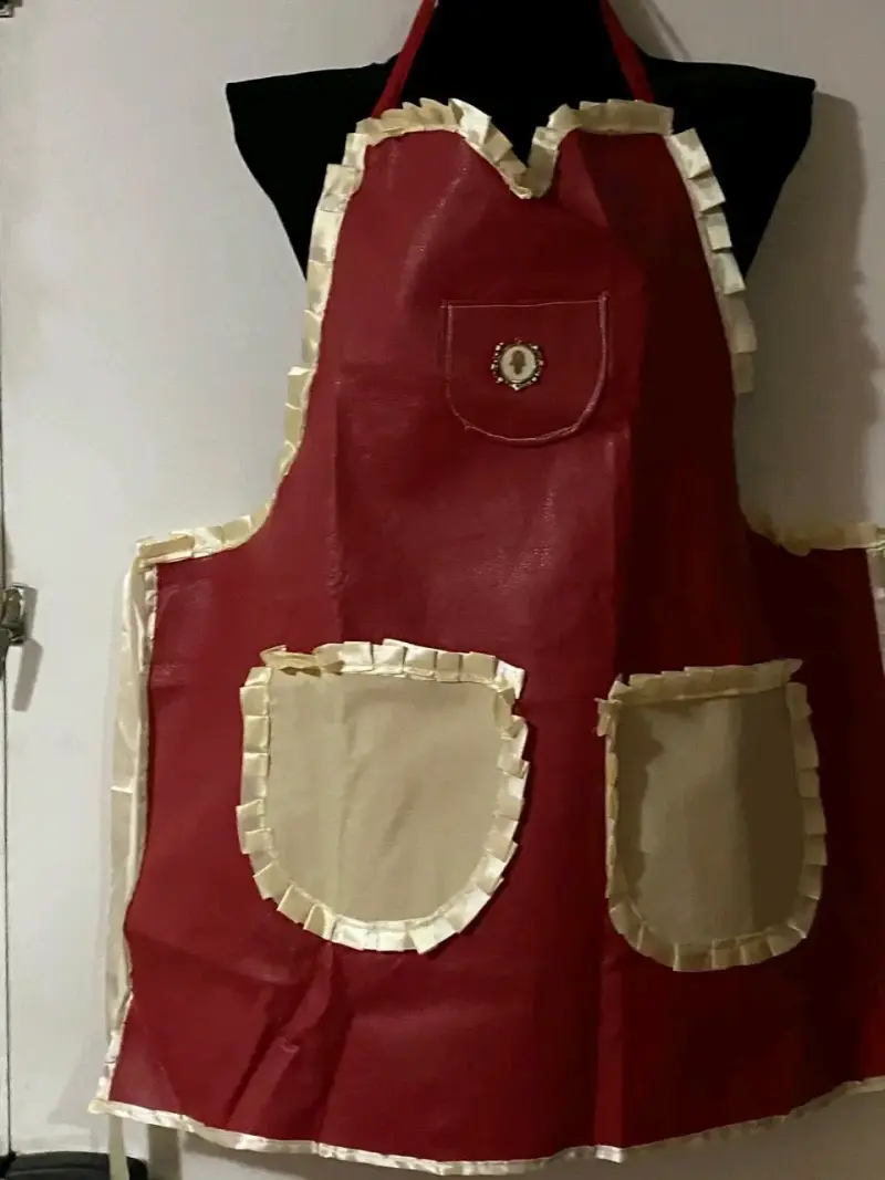 Delantal de cuero de cocina rojo talla L - 2
