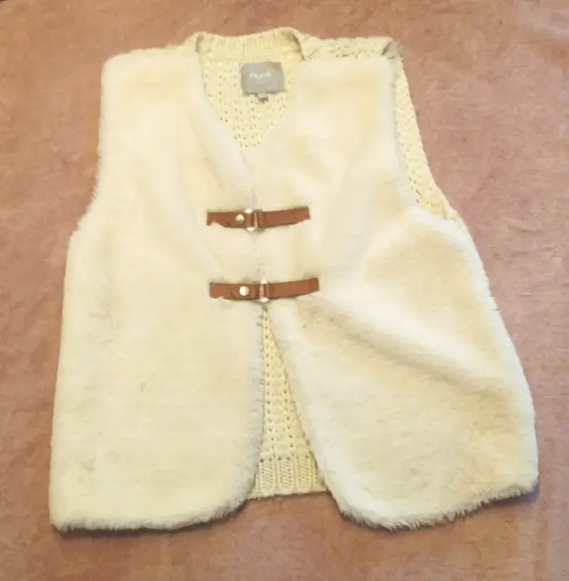 Chaleco de piel sintética beige talla 10 - 3