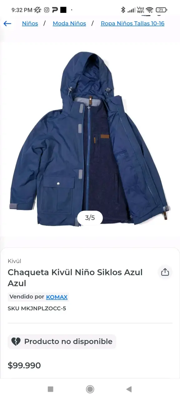 Chaqueta Kivül para niño azul con capucha