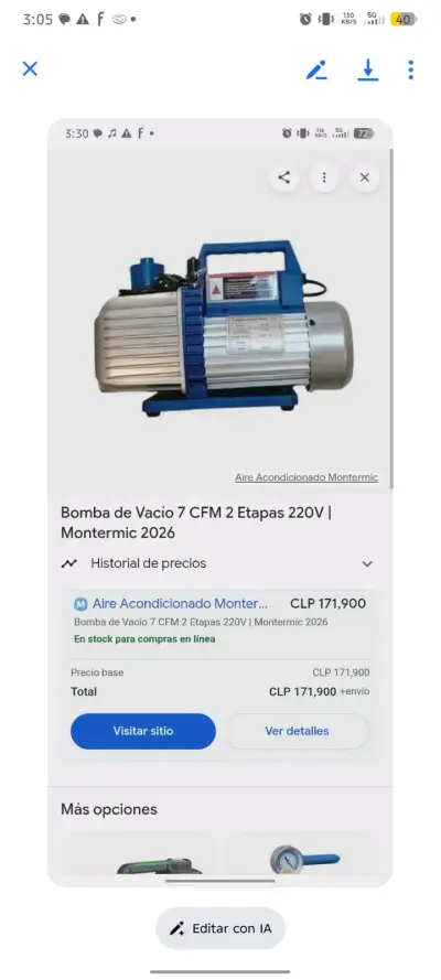 Bomba de vacío 7 CFM 2 etapas Montermic 2026 - miniatura 3