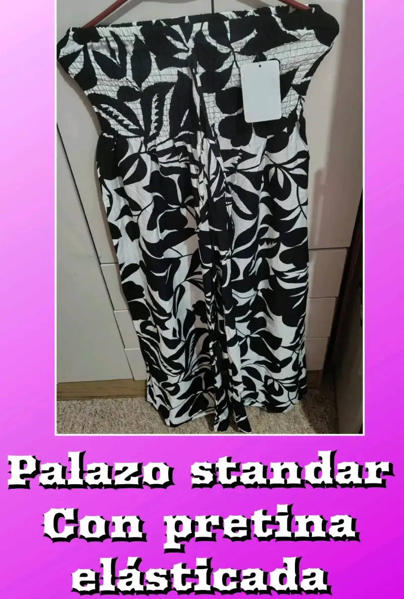 Pantalón palazzo estampado blanco y negro