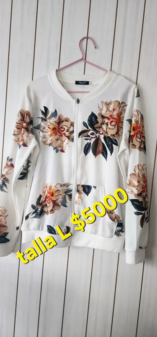 Chaqueta floral blanca talla L - 1
