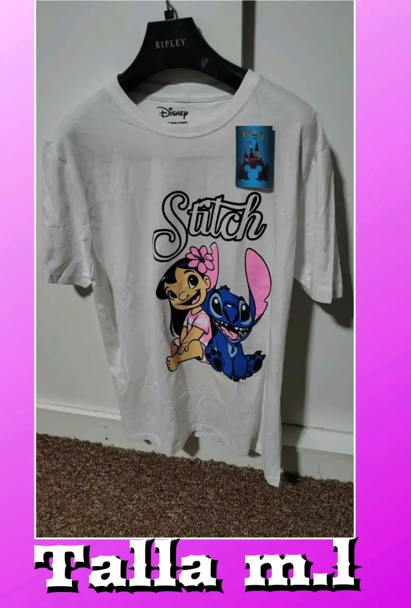 Polera Disney Lilo y Stitch blanca talla M.l